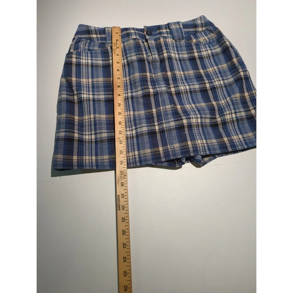 St  Johns Bay Plaid Skort Size 12 Cotton Stretch Preppy Academic Short skirt